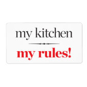 Étiquette Ma cuisine, mes règles (Devant)