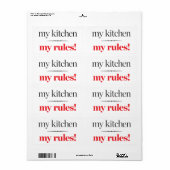 Étiquette Ma cuisine, mes règles (Feuille entière)