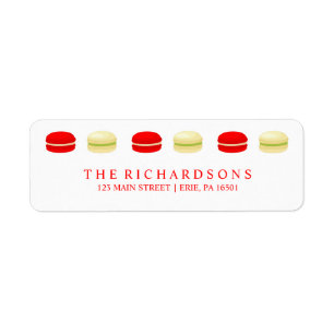 Étiquette Macarons français de Noël rouge et vert en blanc