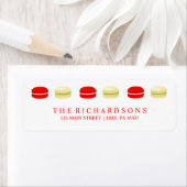 Étiquette Macarons français de Noël rouge et vert sur blanc (En situation)