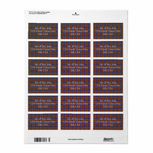 Étiquette MacBeth Tartan (Feuille entière)