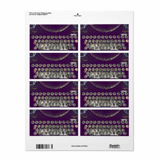 Étiquette Machine à écrire à l'ancienne (Feuille entière)