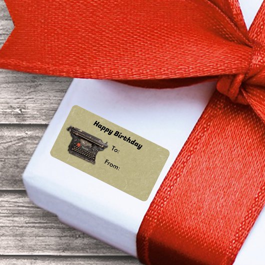 Étiquette Machine à écrire manuelle noire sur Tan Writer Ann