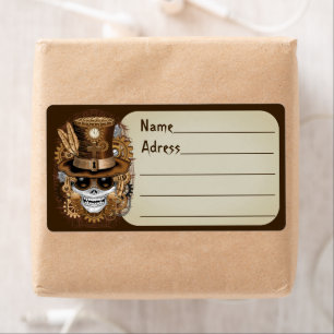 Étiquette Machine rétro Voodoo à vapeur crâne