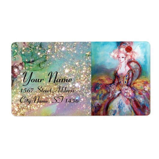 Étiquette MADAME POMPADOUR, vert bleu rose vif (Devant)