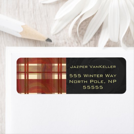 Étiquette Madras Plaid Fall Red (En situation)