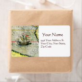 Étiquette Magellans navire Victoria, Antique Carte Océan Pac (En situation)