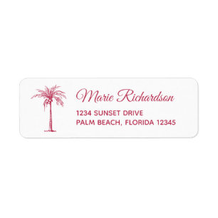 Étiquette Magenta Palm Beach Wedding Adresse de retour Label