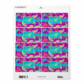 Étiquette Magenta Purple Turquoise Modern Paisley Pattern (Feuille entière)