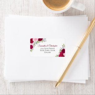 Étiquette Magenta Watercolor Roses Élégante adresse de maria