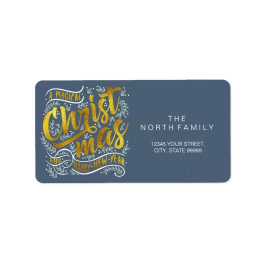 Étiquette Magical Christmas Typography Carré Gold ID441 (Devant)