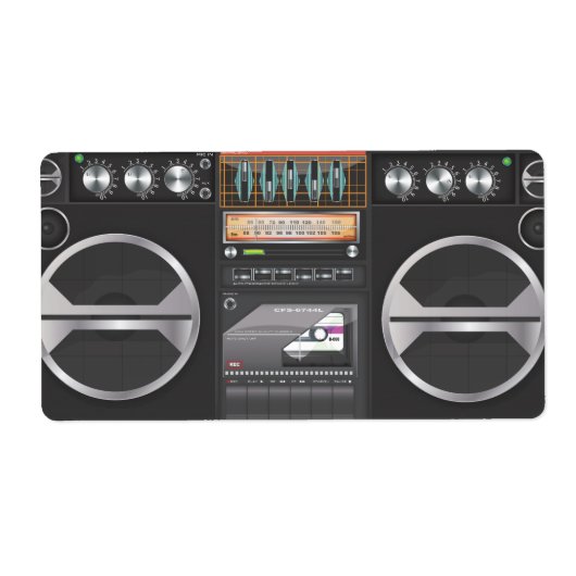 Étiquette Magnétophone à cassettes Boombox (Devant)