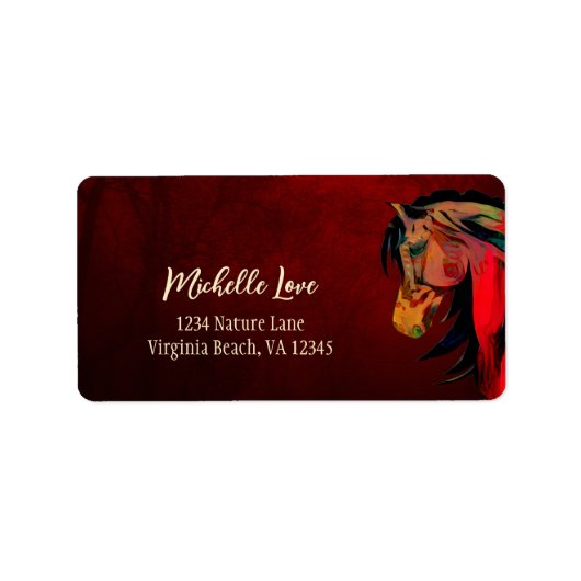 Étiquette Magnifique Red Fire Horse Adresse (Devant)