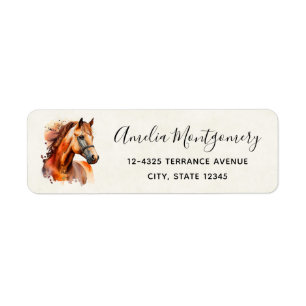 Étiquette Magnifique Sorrel Horse Portrait Adresse