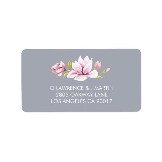 Étiquette Magnolia Charme Floral Aquarelle (Devant)