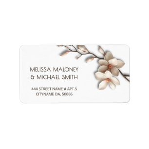 Étiquette Magnolia en ivoire Fleurs 3D    Mariage