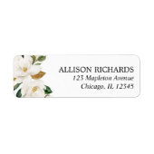 Étiquette Magnolia verdure crème blanche aquarelles florales (Devant)