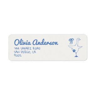 Étiquette Main Tirée Bleu Oie Silly Ribbon Bébé Garçon Douch
