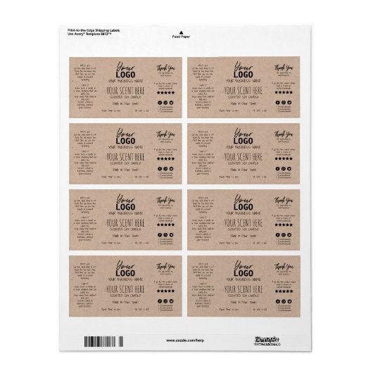 Étiquette Main Written Styled Minimum Scented Soy Candle (Feuille entière)