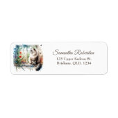 Étiquette Maine Coon Chat sur fenêtre Vitres de fleurs d'été (Devant)