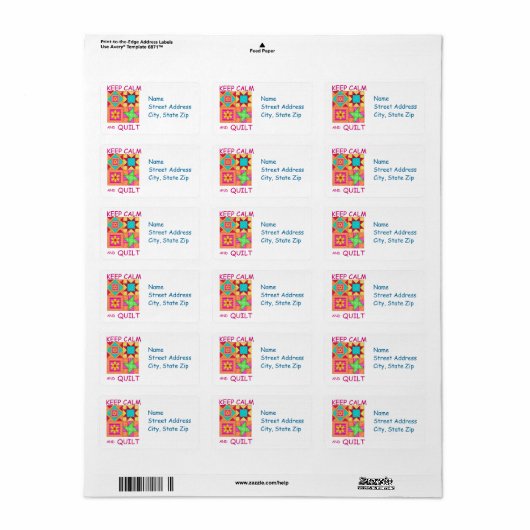 Étiquette Maintenez le calme et la surface composée de blocs (Feuille entière)