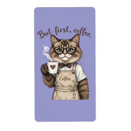 Étiquette Mais d'abord, chat café (Devant)