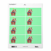 Étiquette Maison Animée de pain de gingembre (Feuille entière)