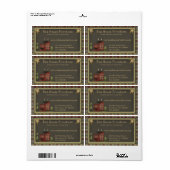 Étiquette Maison de campagne primitive en rouge avec étoiles (Feuille entière)