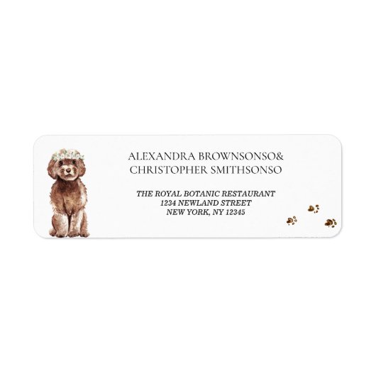 Étiquette Maison de chien Cavapoo marron Nouveaux mariés Mar (Devant)