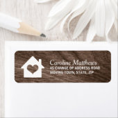 Étiquette Maison de coeur en bois élégant (En situation)