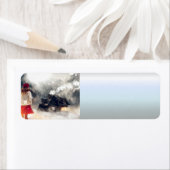 Étiquette Maison de neige de Noël (En situation)