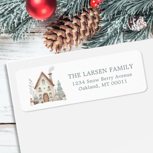 Étiquette Maison de Noël Whimsical chalet d'hiver