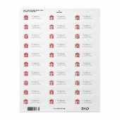 Étiquette Maison de plage rouge et blanc Adresse de retour c (Feuille entière)