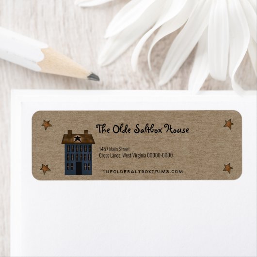 Étiquette Maison de Saltbox de Campagne Primitive Étoiles ro (En situation)