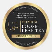 Étiquette maison de thé aux herbes noir et or (Devant)