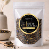 Étiquette maison de thé aux herbes noir et or