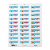 Étiquette Maison en pain d'épice de Noël Bleu et Rouge (Feuille entière)