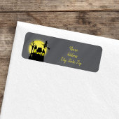 Étiquette Maison hantée de la sorcière noire d'Halloween