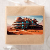 Étiquette Maison Red Planet - AI Villa futuriste du désert (En situation)