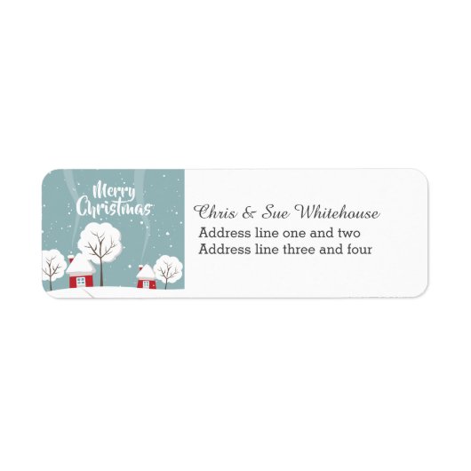 Étiquette Maisons de neige et arbres Noël (Devant)