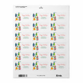 Étiquette Maisons de Noël Joyeuses Fêtes (Feuille entière)
