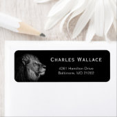 Étiquette Majestic Black and White Lion Adresse de retour (En situation)