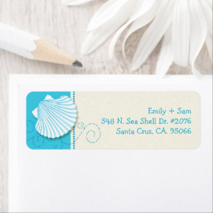 Étiquette Malibu Blue & Ivory Beach Wedding Adresse de retou