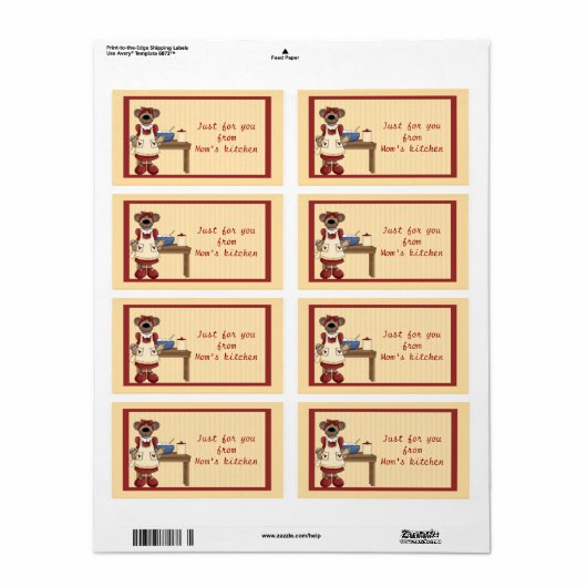 Étiquette Mama Bear Baking (Feuille entière)