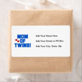 Étiquette Maman de Twins Blue Text Cadfts (En situation)