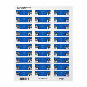 Étiquette Manchot de Noël Adresse de Retour Bleu (Feuille entière)
