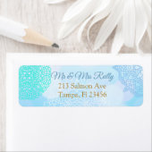 Étiquette Mandala bleu, Turquoise et blanc (En situation)