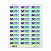 Étiquette Mandala cœur violet avec papillon  (Feuille entière)