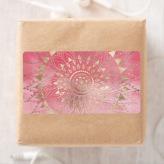 Étiquette Mandala d'or moderne (En situation)