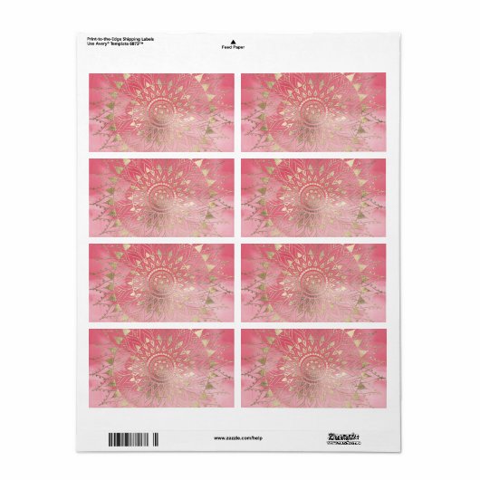 Étiquette Mandala d'or moderne (Feuille entière)